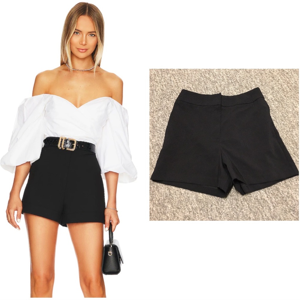Cynthia Rowley High Waist Black Shorts with Tailored Fit and Textured Fabric 8